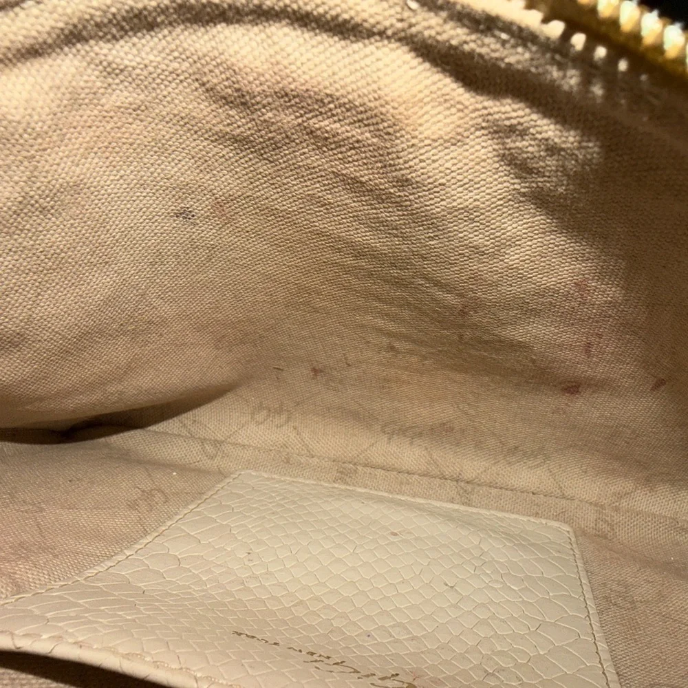 GiGi New York Cream Textured Clutch with Gold Accents